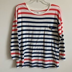 Madewell Striped Long Sleeve Pocket Tee Sz L